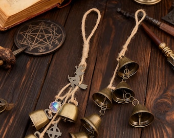 2 Pieces Witch Bells for Protection, Protection Charm for Home, Hanging Bells for Temple, Pagan Decor for Wall, Bohemian Home Decor