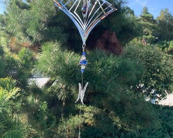 Solfångare i målat glas, geometriskt diamantprisma, hängande kristallsolfångare, regnbågstillverkare för trädgården, trädgårdsprydnad utomhus