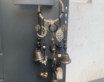 Brass Bells, Witch Bells and Wind Chimes, Hanging Witch Bells, Wicca Altar House Doorknob Protection Bell, Pagan Decor, Wicca Gifts