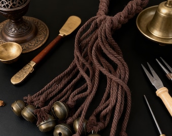 Brown Hanging Witch Bells for Door Protection,  Ward Off Negativity, Witchcraft Supplies & Gothic Home Decor