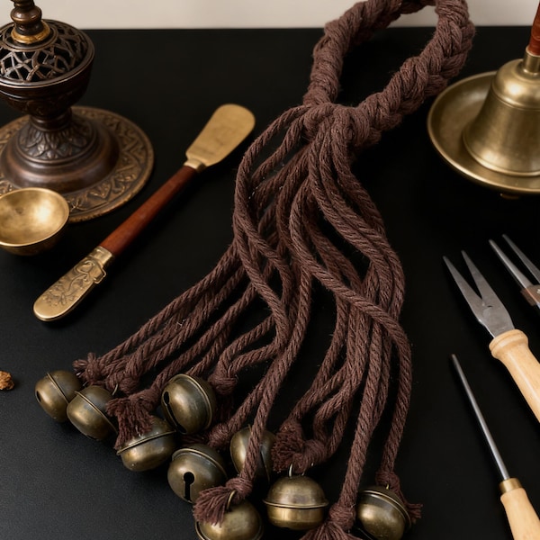 Sinos de bruxa marrons para pendurar, para proteção da porta, afastam a negatividade, artigos de bruxaria e decoração gótica para casa.