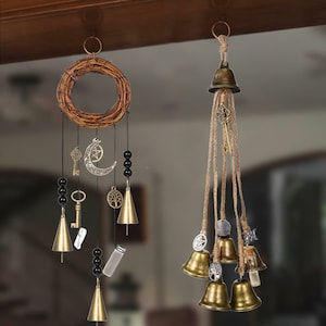Set of 2 Witch&#39;s Bells, Door Bells, Protection Bells, Handmade Wind Chimes, Door Hangers, Bell Hanging, Ward Gifts, Housewarming Gifts