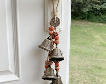 Protection Witch Bells, Doorknob Hanger, Celtic Door Bells, 6 Brass Bells Witchcraft Decor, Protection Talismans, Wicca Decor, Witchy Gift