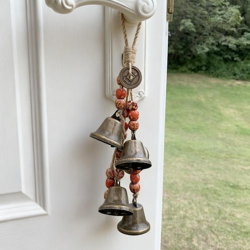 Protection Witch Bells, Doorknob Hanger, Celtic Door Bells, 6 Brass Bells Witchcraft Decor, Protection Talismans, Wicca Decor, Witchy Gift