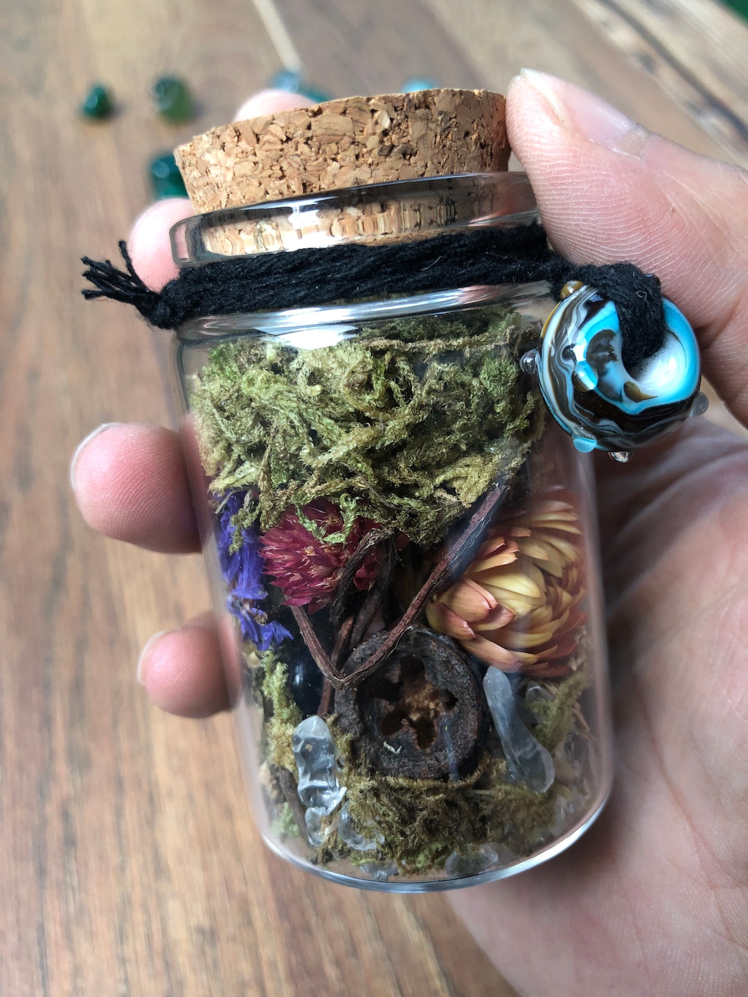 Amethyst and Charming Beads, Witchcraft Plant Pot, Spell Vase, Wishing