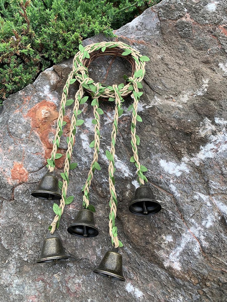 Hanging Witch's Bells, Spiritual Bells, Hanger Wiccan Wind Chimes, Doorknob Protection Brass Bells, Hanging Bells, Altar Supplies image 9