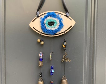 Hanging Wind Bells with Evil Eyes, Witch Bells for Door Protection, Celtic Door Bells, Witchy Decorations, Protection Gifts for Grandma