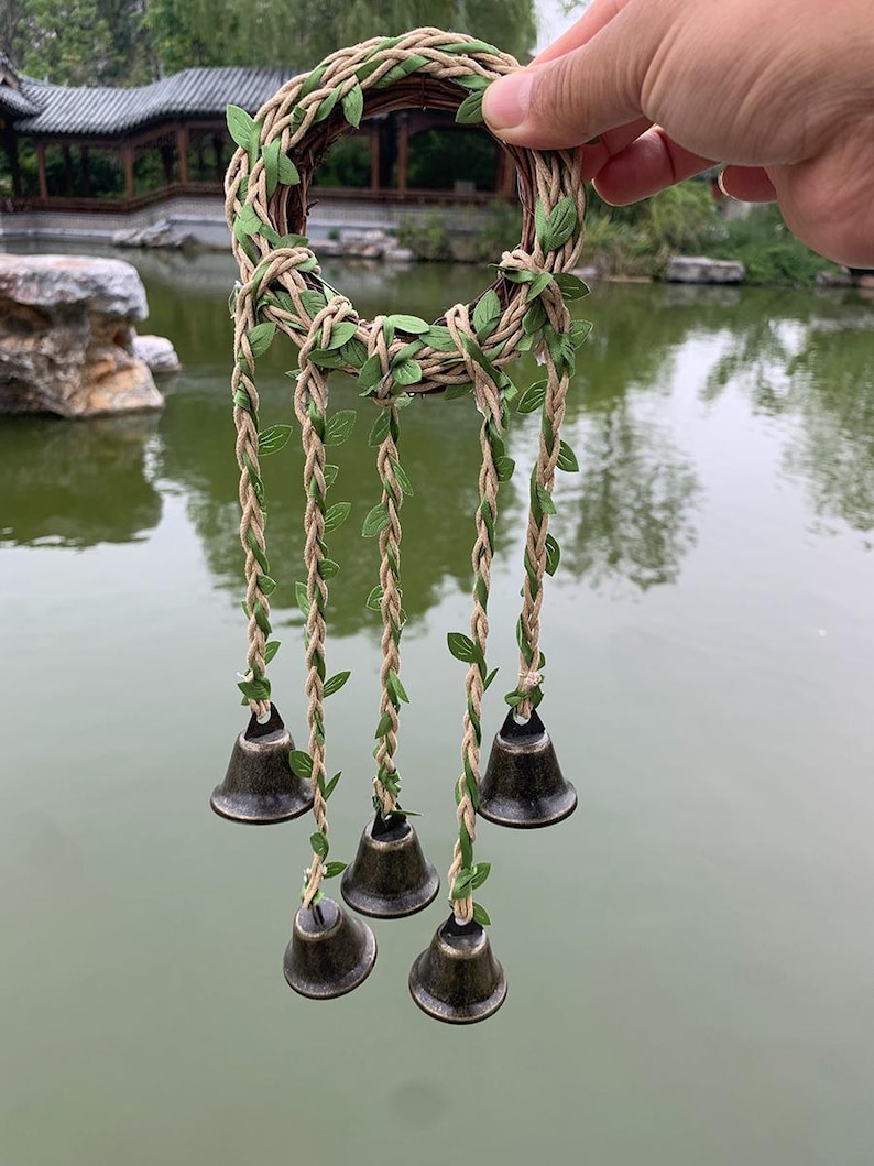 Hanging Witch's Bells, Spiritual Bells, Hanger Wiccan Wind Chimes, Doorknob Protection Brass Bells, Hanging Bells, Altar Supplies image 10