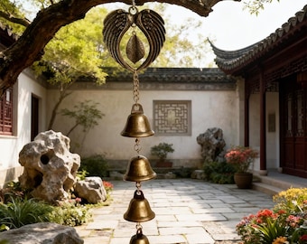 ヴィンテージブロンズイーグルウィング魔女ベル、家庭や祭壇用のお守り、ウィッカ用品、異教の装飾、フォークマジックギフト