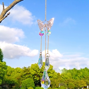 Sun Catcher for Windows, Butterfly Suncatcher, Boho Suncatcher, Rainbow Maker Prism, Rainbow Maker Window, Hanging Crystals Room Decor
