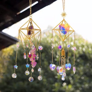 Set of 2 Hanging Crystal Suncatchers, Sun Catcher for Windows Hanging, Rainbow Suncatcher, Hanging Crystal Balls, Pendant Hanging