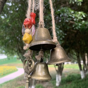 Vintage Engraved Brass Bells From India - Set of Five Bells
