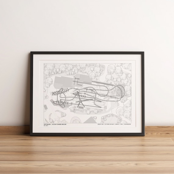 The Smiler, Alton Towers Resort Theme Park, England. Rollercoaster Digital Drawing Print. Thrill Rider Gift Idea Steel Coaster Ride Poster