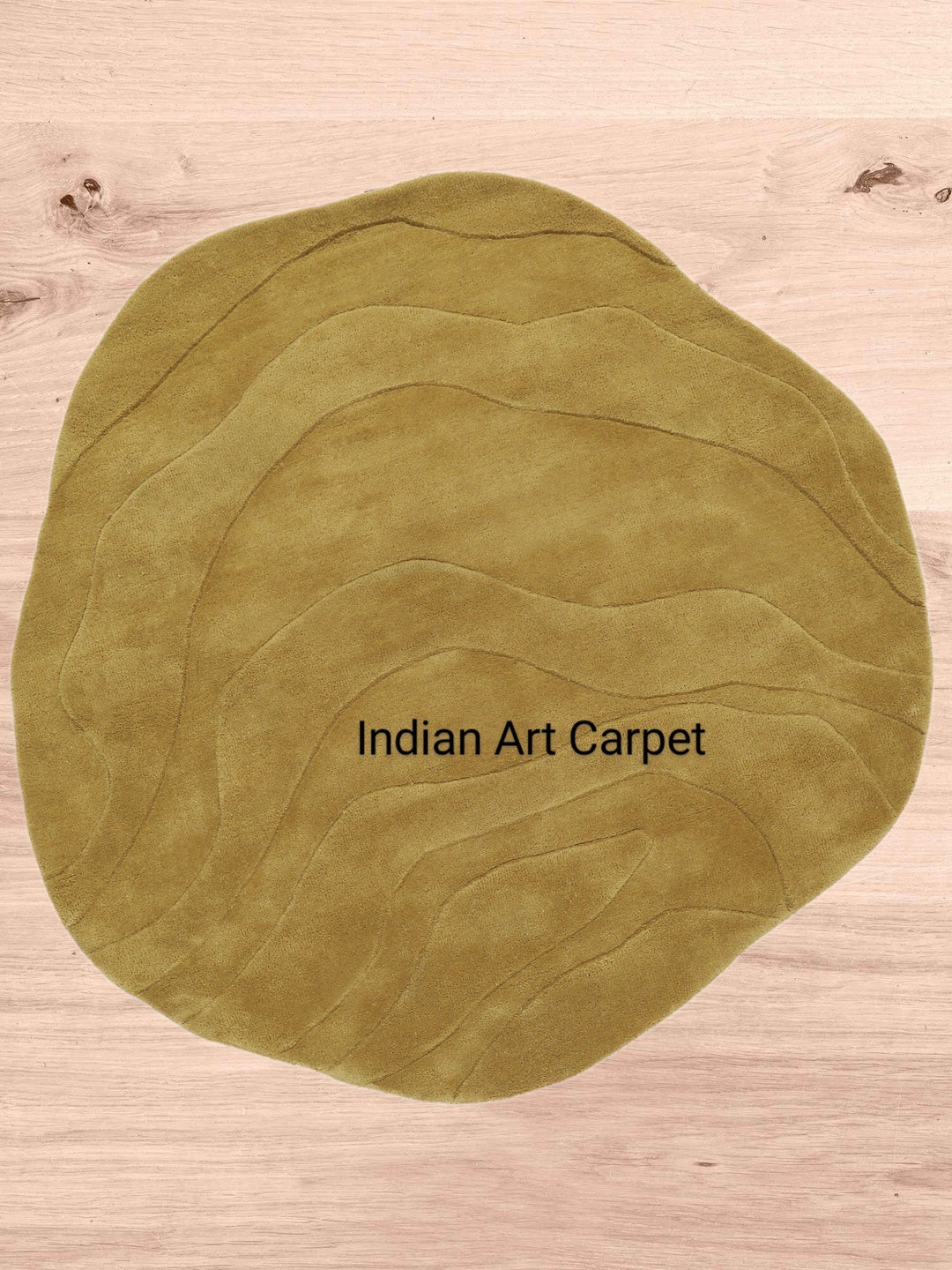 Irregular Design Line Circle Shape Rugs Living Room Carpet Olive Green ...