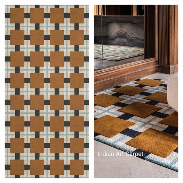 KROON Hand Tufted Fields Ochre Wool Area Rug Hand Tuft Tufted Wool Rug 5x8 6x9 7x10 8x10 9x12 Feet Large Area Rug Multi Color, custom option