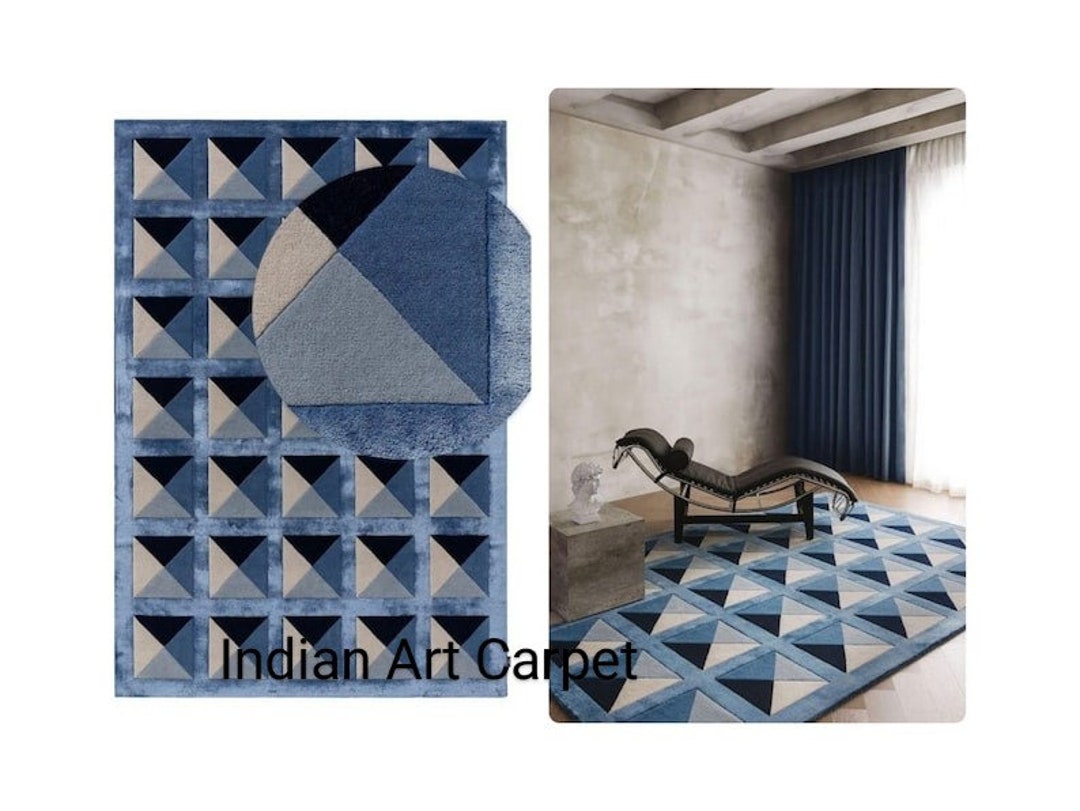 Blue Area Rug 6x9 Hand Tufted Rugs 5x7 5x8 6x9 7x10 Etsy New Zealand