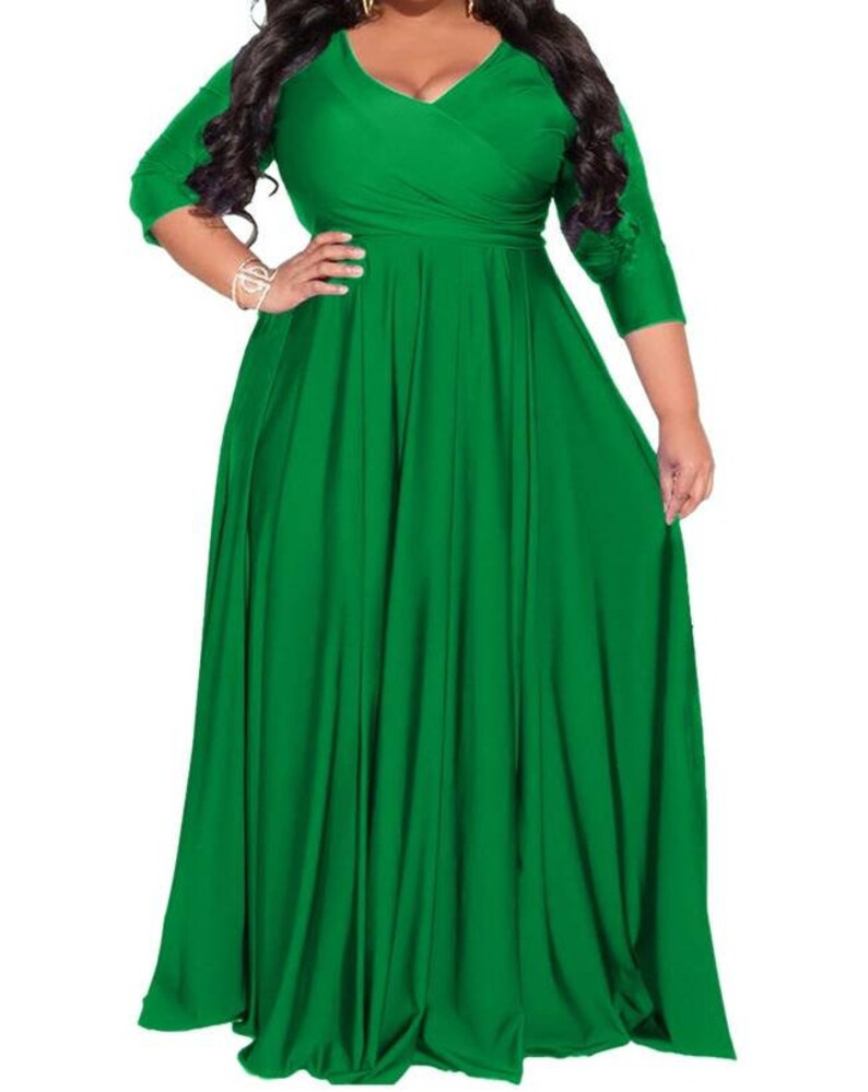 Plus Size Classic Women Evening Dresses V-neck Floor Length - Etsy