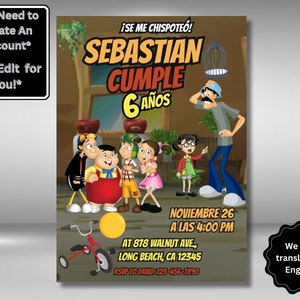 Editable El Chavo Del Ocho Birthday Invitation, Invitacion Chavo del 8, El Chavo Del Ocho Party Invitation, La Vecindad del Chavo del 8