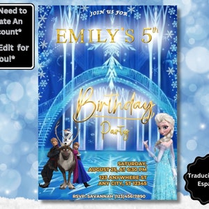Editable Frozen Elsa Birthday Invitation, Elsa and Ana Invitation, Elsa Party, Editable Birthday Template Instant Download