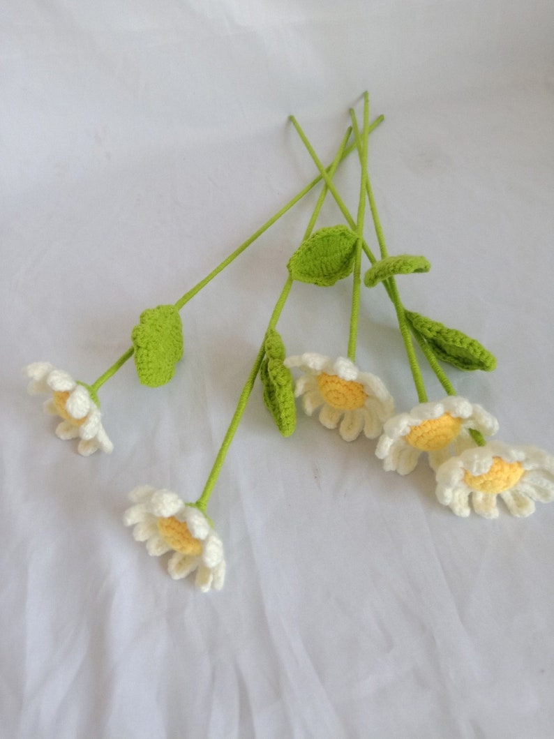 Crochet Daisy Flower Bouquet Beautiful Room Decor Knitted Etsy