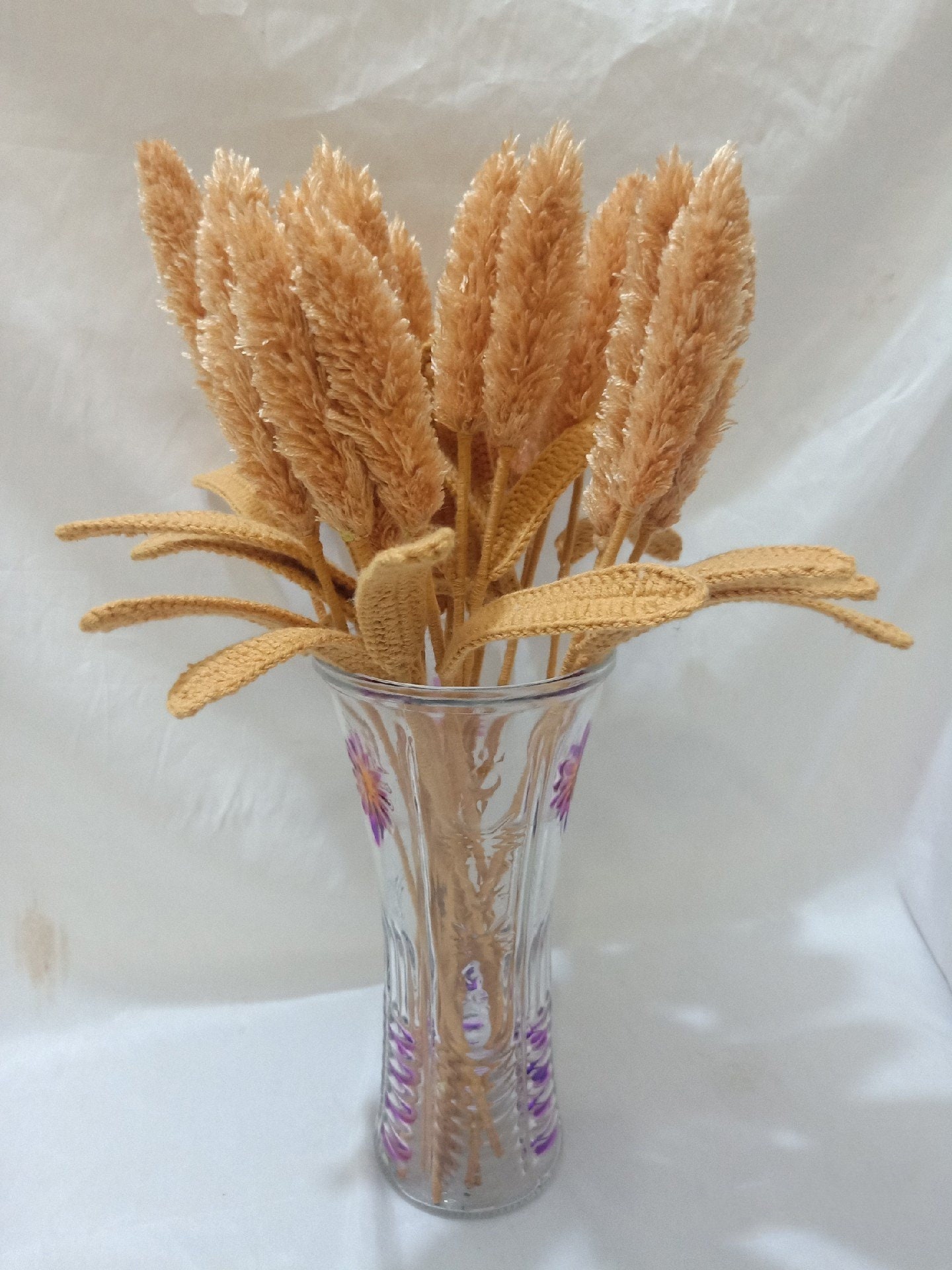 Crochet Bunny Tail Grasses Bouquet Beautiful Room Decor Knitted Flowers