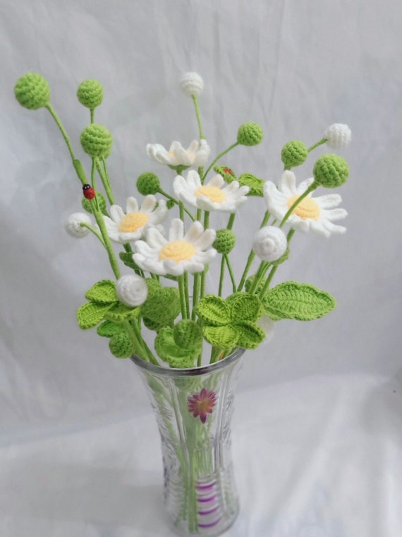 Crochet Daisy Flower Bouquet Beautiful Room Decor Knitted Etsy