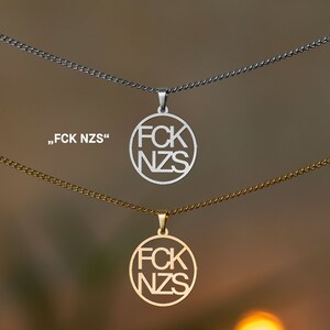 Antifascistiskt halsband | FCK NZS | Antifa | Guld och silver | Olika former och stängningar | Från Tyskland | Smycken FCK NZS