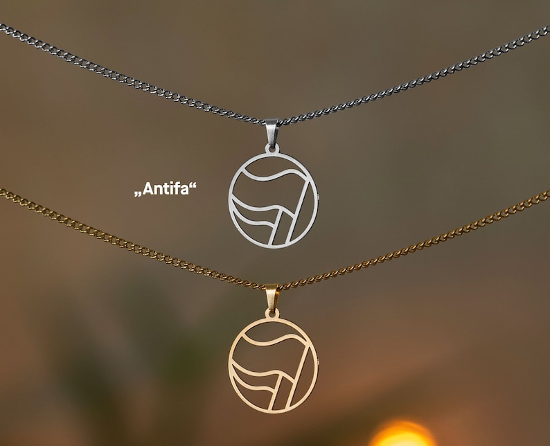 Antifascistiskt halsband | FCK NZS | Antifa | Guld och silver | Olika former och stängningar | Från Tyskland | Smycken Antifa