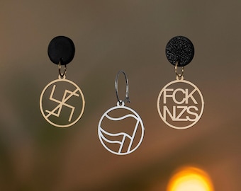 Pendientes antifascistas / FCK NZS / Antifa / Oro y plata / Diferentes formas y cierres / De Alemania / Joyería
