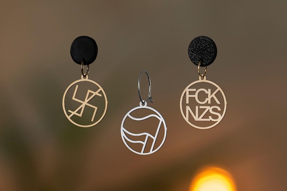 Anti-fascist Earrings | FCK NZS | Antifa | Gold and Silver | Different Shapes & Closures | From Germany | Jewellery