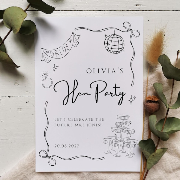 Hen Party Welcome Sign - Personalised - Print - Hen Party Decoration