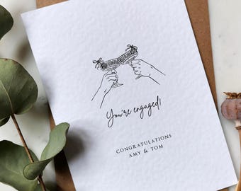 Personalised Engagement Card - You're Engaged - Hand Drawn - A6
