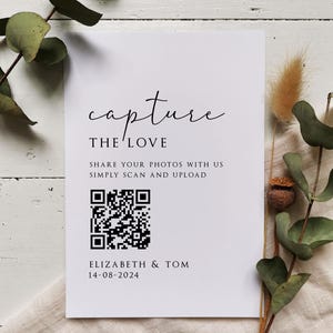 Capture the love - QR Code - Personalised - Wedding - Party - Sign - Wedding Photo's - Shared Photo Album