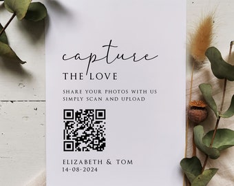 Capture The Love - QR Code - Personalised - Wedding - Party - Sign - Wedding Photo's - Shared Photo Album