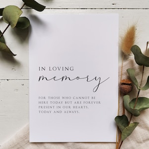 In Loving Memory Wedding Sign - Print - Wedding - Memorial