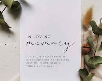 In Loving Memory Wedding Sign - Print - Wedding - Memorial