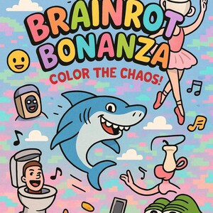 Italian Brainrot Animals Coloring Book, Kids Cartoon Characters Coloring Sheets, Brainrot Printable Coloring Book
