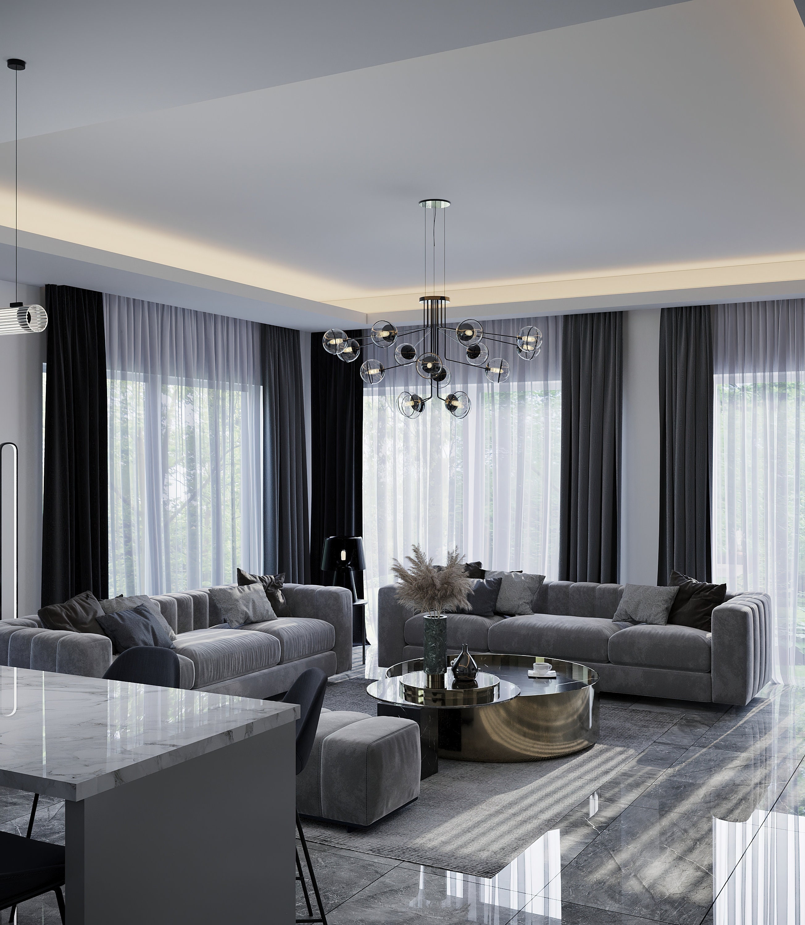 3D Living Room Interior Designs, Online Rendering, Kitchen 3d Rendering ...