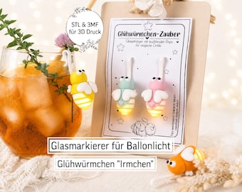 Digital STL-fil glashänge eldfluga Irmchen för ballongljus | Glaspenna | 3MF | 3D-utskrift