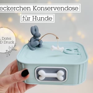 Digitale STL Datei Leckerchendose Hund Konservendose | 3D druck | Fischdose | Hund mit Angel