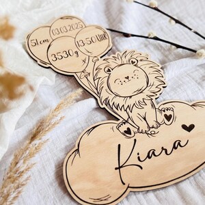 Baby Meilenstein Geburt Löwe | personalisiert | Holzschild | Geschenk | Türschild