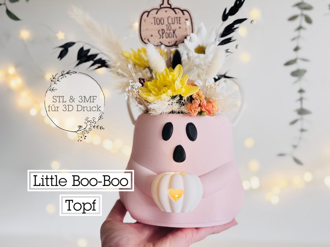 Digital STL File Ghost Little Boo-boo Pot | Candy | Flower | 3D ...