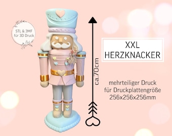 Digital STL file XXL heart-shaped nutcracker Casper 70 cm | Christmas | Decoration | multi-part, colorful