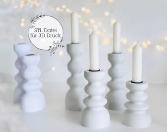 Digital STL file for candle holders | smooth | ribbed | various sizes | for 3D printing | candle holders