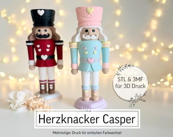 Digital STL file Heart Cracker Casper Nutcracker | Christmas | Decoration | multi-part colorful