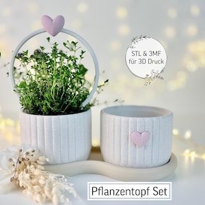 デジタルSTLファイル植木鉢セット（受け皿付き）｜装飾｜夏｜庭｜3MF
