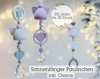 Digital STL file: Paulinchen suncatcher keychain with pearl charms | 3D printing | Christmas | Lucky charm
