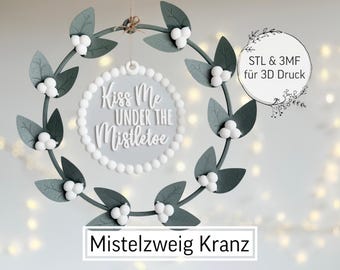 Digital STL file mistletoe wreath | decoration | Christmas | 3D printing | door wreath