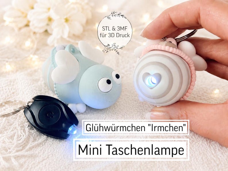 Digital STL File Mini LED Firefly Irmchen Flashlight Pendant Keychain ...