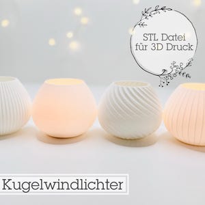 Digital STL file ball lantern for 3D printing | for LED tea lights | 4 modern designs